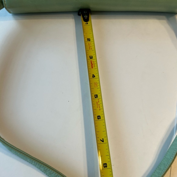 Vintage Markay Leather Clutch Hand Bag Green Gold Trim - Picture 11 of 14